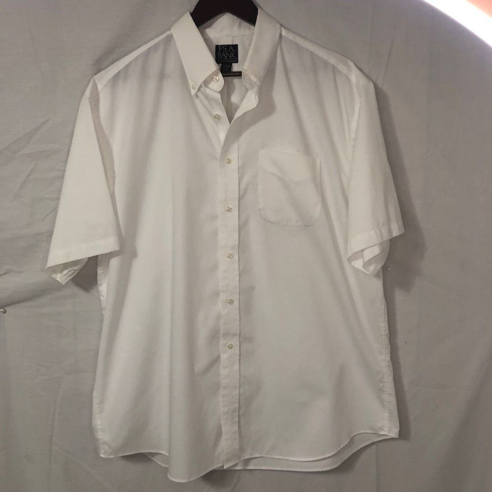 Joseph A Bank Shirt Men's Classic Collection White Short Sleeve Button-Up Shirt